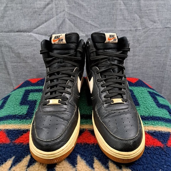 Nike Air Force 1 High Mens Size 10 Black Basketball Shoes Sneakers 315121 - Picture 2 of 13